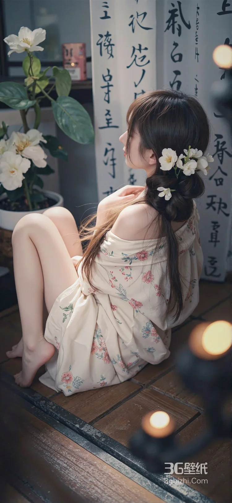 国风少女·碎花衣白花发饰 和风静谧氛围感写真1