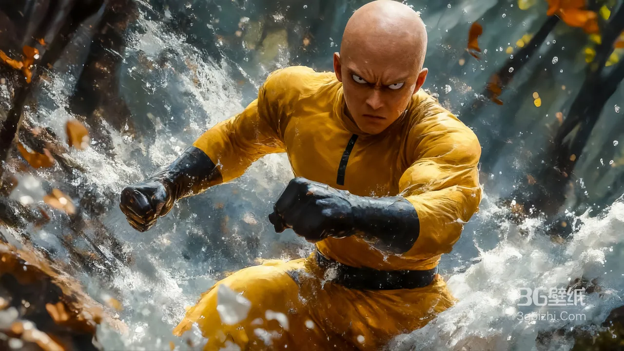 埼玉·水花激战 一拳超人写实风超燃宽屏电脑桌面背景1