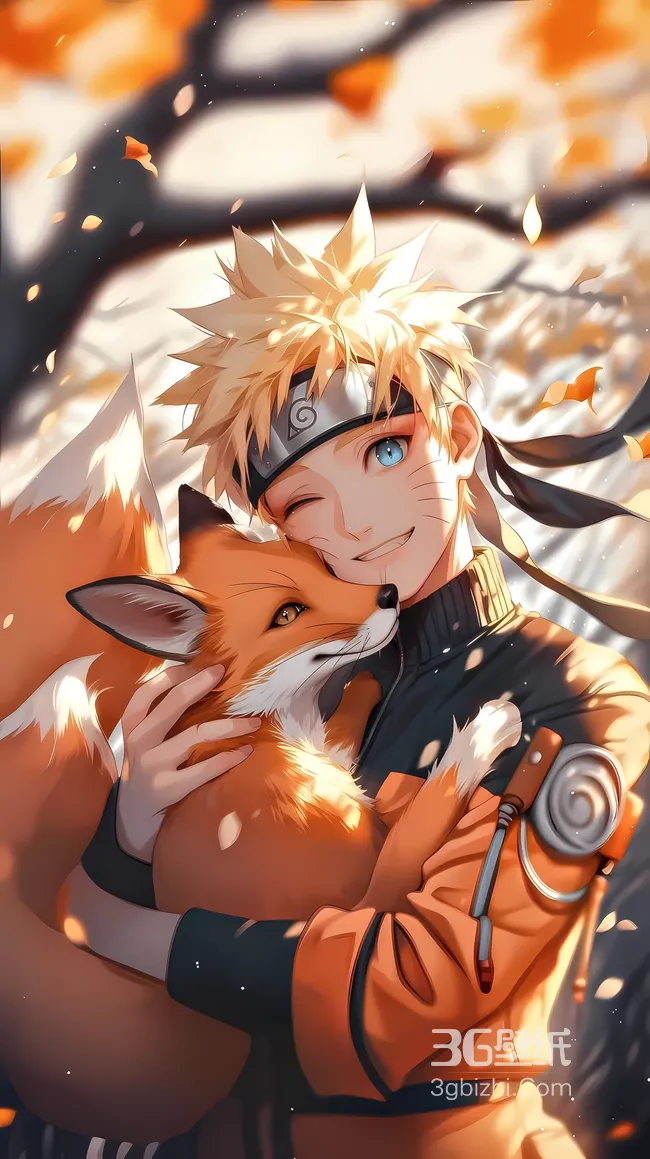 漩涡鸣人·抱狐狸 唯美治愈风 火影忍者动漫秋季壁纸1