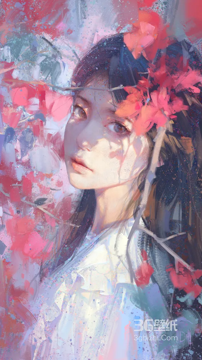 花海少女·唯美写实风原创插画 梦幻光影手机壁纸精选1