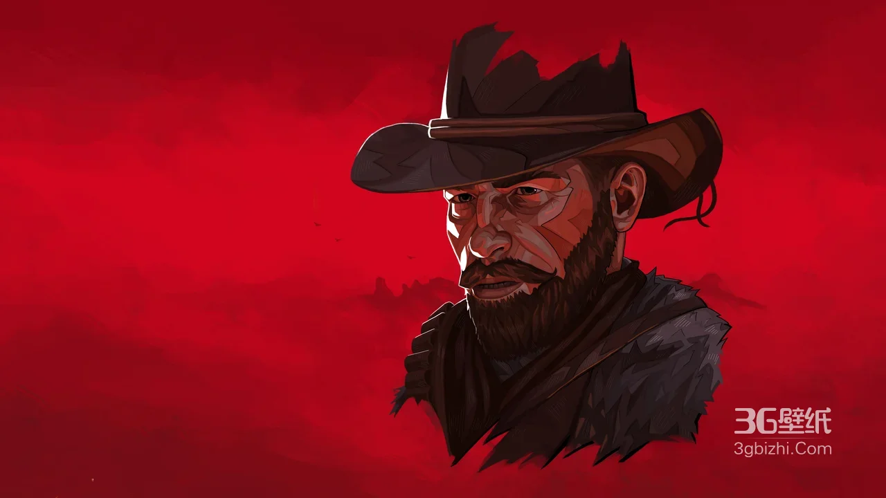 亚瑟·摩根·坚毅神情 美式漫画风 荒野大镖客2 西部硬汉壁纸1