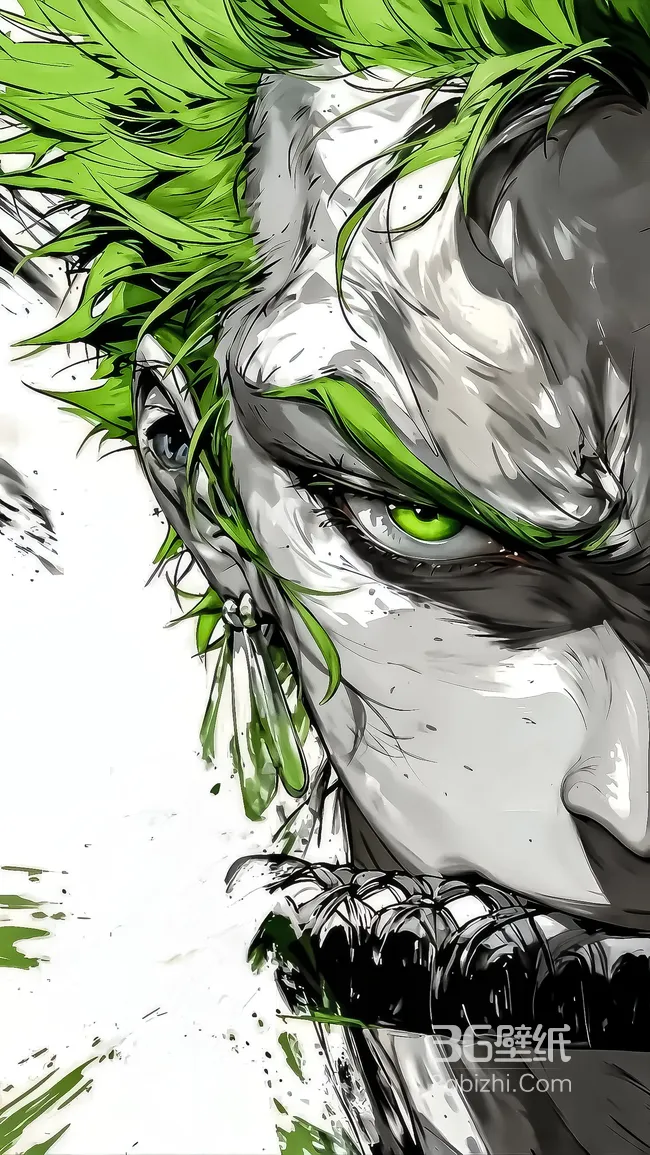 小丑·绿发绿眼 暗黑漫画风 高人气手机壁纸1