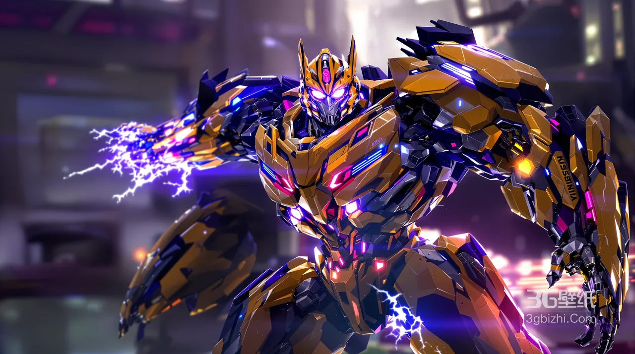 大黄蜂·电光特效机甲 赛博朋克风 变形金刚炫酷电脑壁纸1