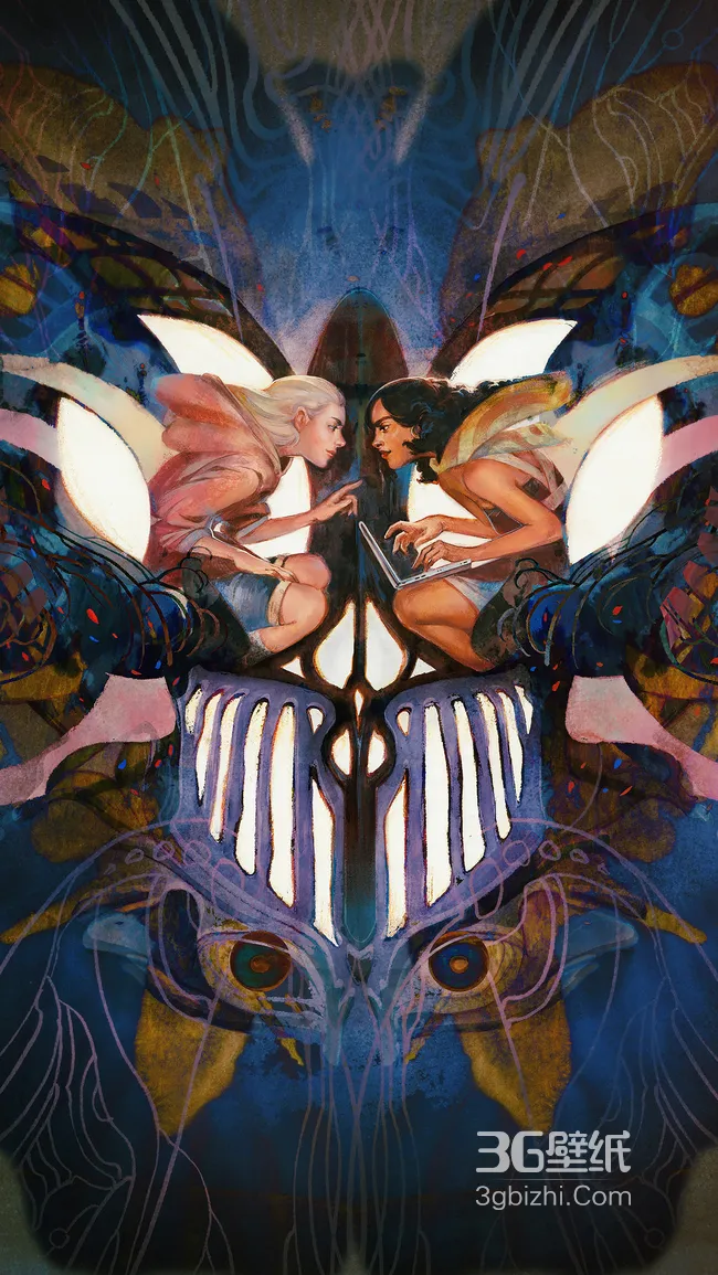 双生蝶翼精灵·唯美奇幻风插画 手机壁纸精选1