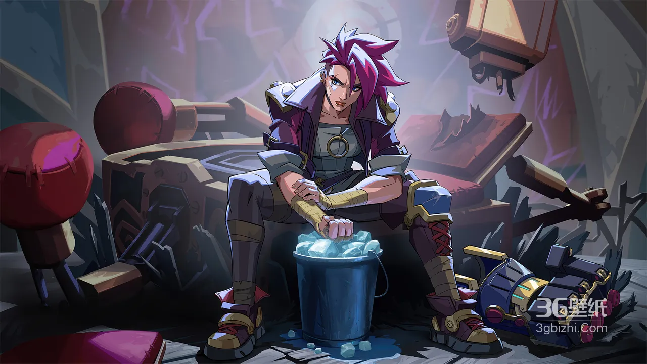 蔚·格斗后冰敷拳套旁 英雄联盟美式动漫风场景1