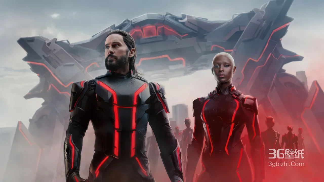 杰瑞德·莱托·《创：战神》黑红战甲 巨型科幻机甲 暗黑科幻风宽屏壁纸1