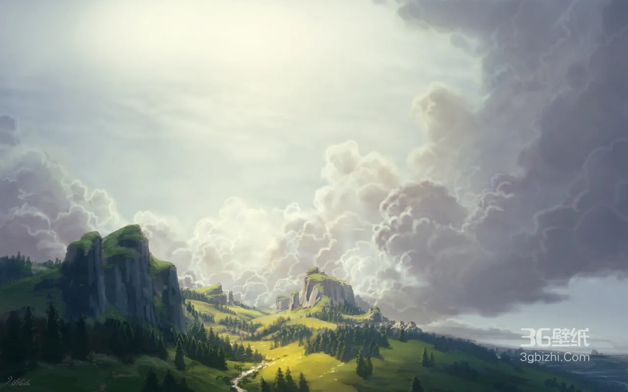 山间石林草原云海·唯美奇幻风·超宽屏电脑桌面背景1