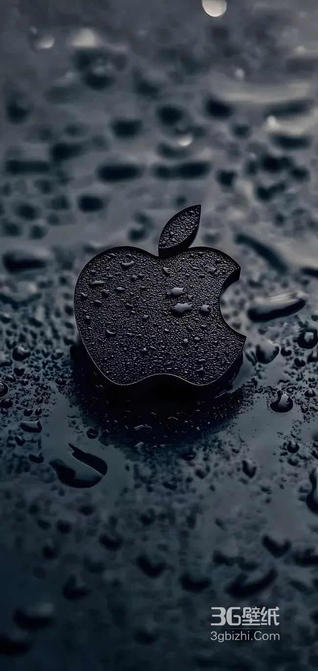 苹果logo·暗黑水珠覆盖 科技高级感手机壁纸1