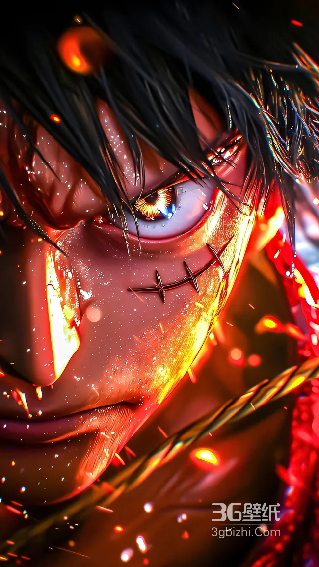 蒙奇·D·路飞·伤疤燃焰 写实热血海贼王动漫壁纸（高热度款）1