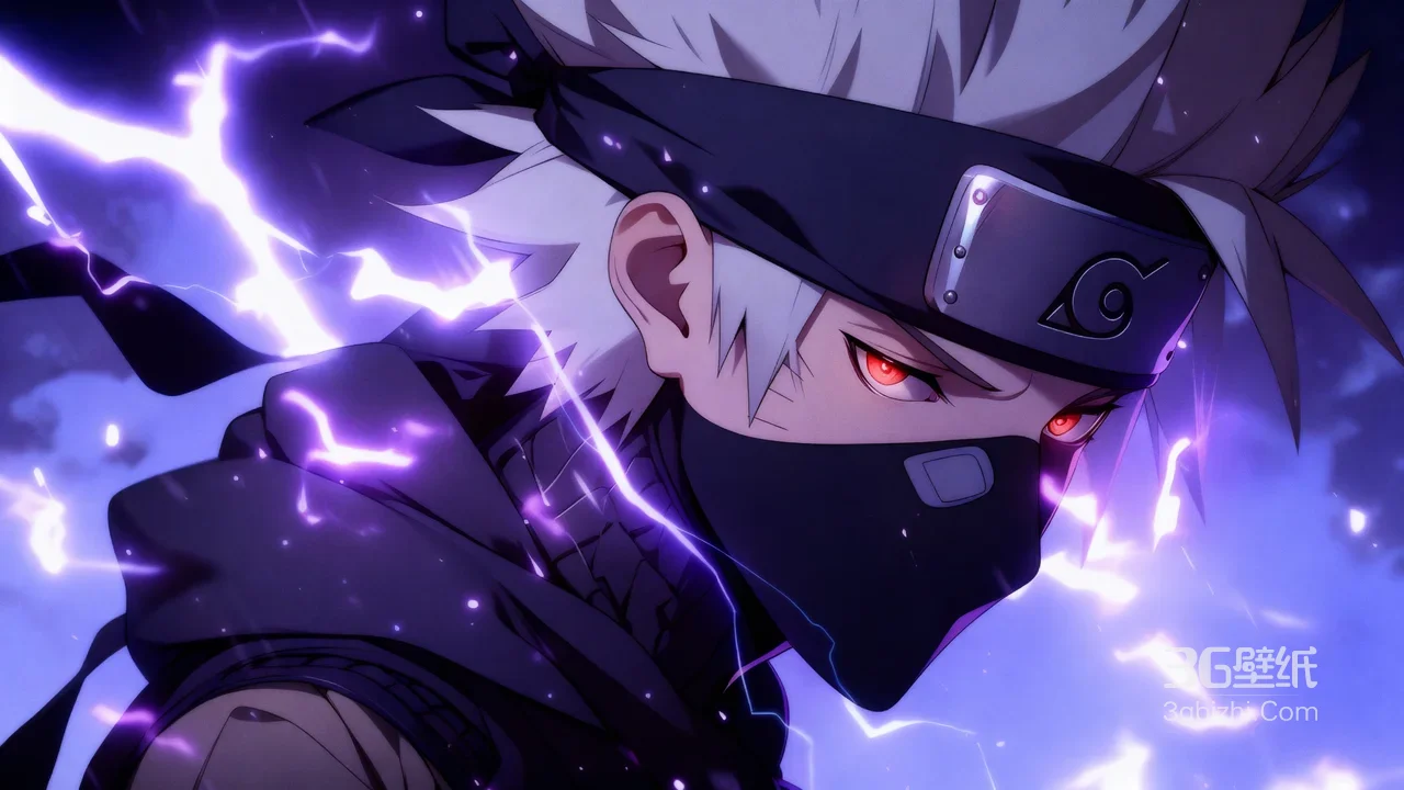 旗木卡卡西·写轮眼雷切 二次元炫酷火影忍者电脑壁纸精选1