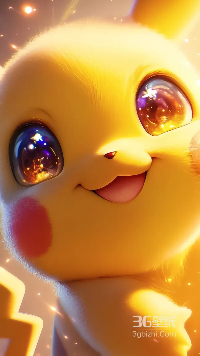 皮卡丘·梦幻鎏光 写实风宝可梦治愈系手机壁纸热搜款1