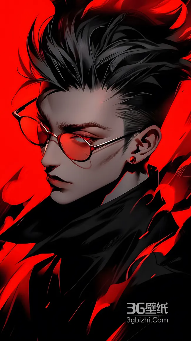 暗黑潮酷帅哥·红镜冷峻气场 超火竖屏个性壁纸1