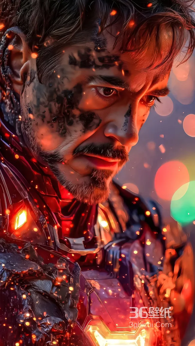 托尼·斯塔克·战甲破损 科幻写实风 漫威影视高燃壁纸1