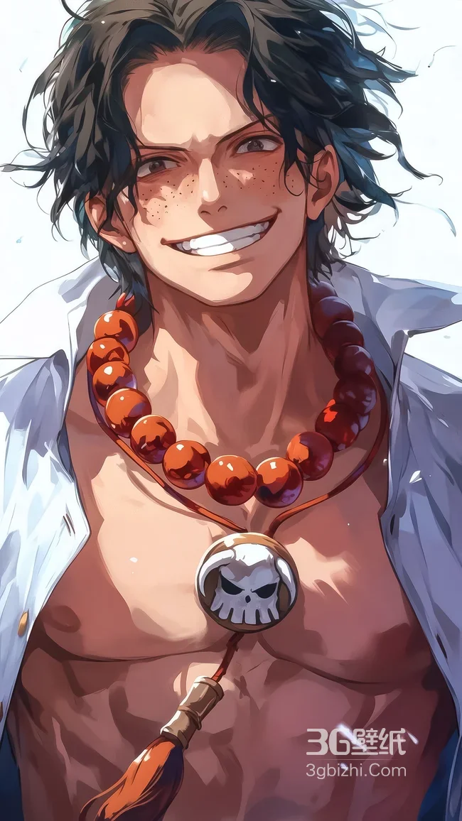 波特卡斯·D·艾斯·红珠骷髅坠 二次元写实风 海贼王动漫壁纸1