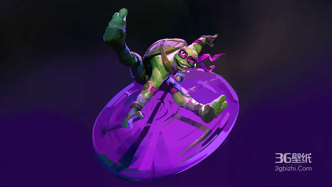 多纳泰罗·紫色滑板飞驰 美式卡通风忍者神龟超宽屏电竞桌面背景1