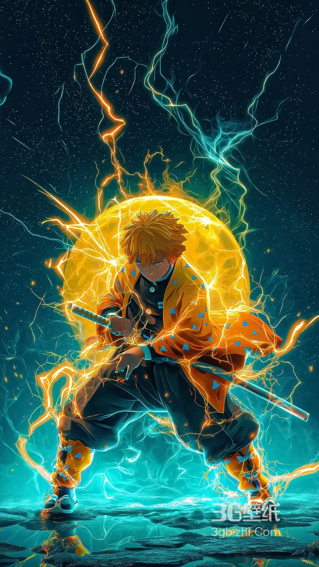 我妻善逸·雷之呼吸炸裂 电光炫酷风动漫角色壁纸（高人气）1