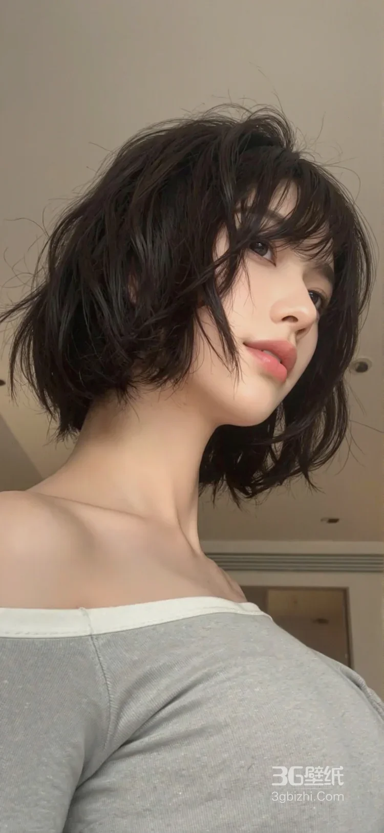 日系清新写实短发女生·慵懒氛围感女生头像参考1