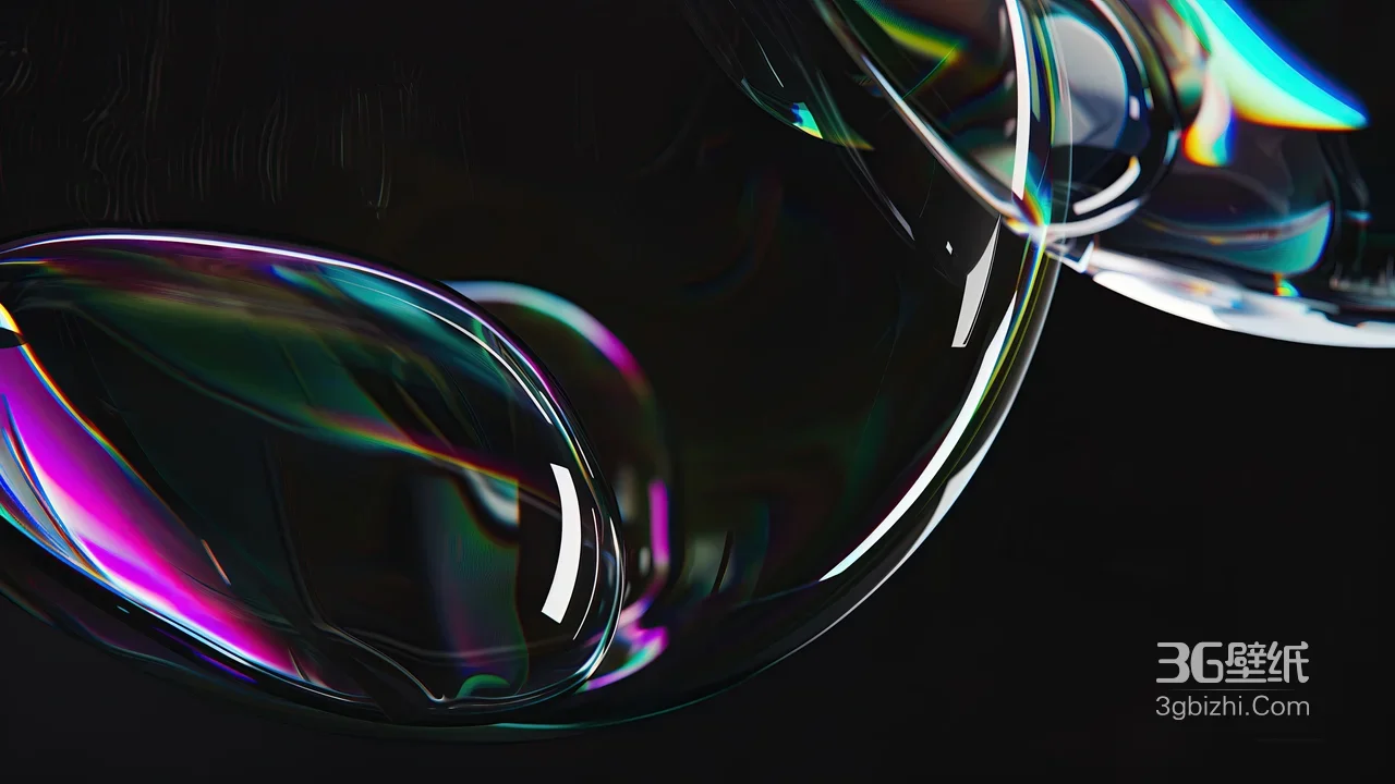 彩色肥皂泡·暗黑炫彩风 梦幻光学折射电脑壁纸1