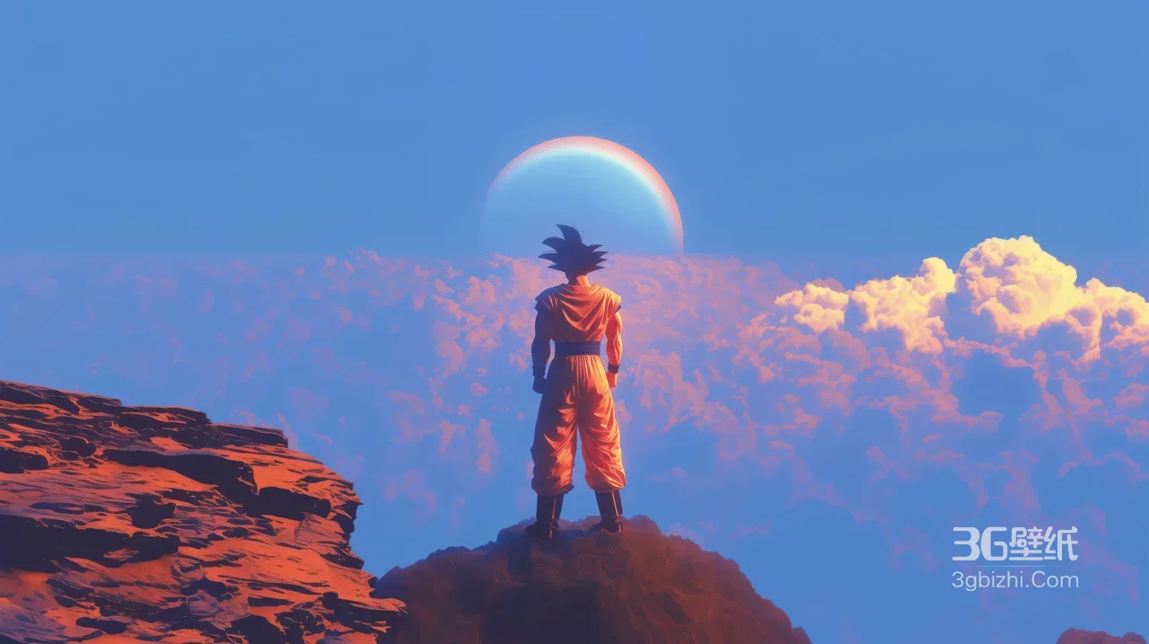 孙悟空·武道服伫立 唯美动漫风龙珠云海日出电脑壁纸优选1