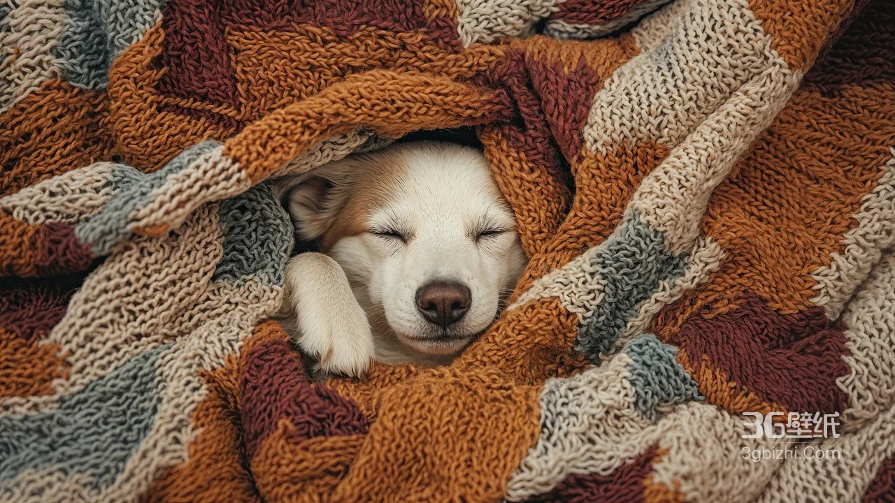 萌犬酣睡针织毯·治愈温馨 宠物电脑壁纸精选1