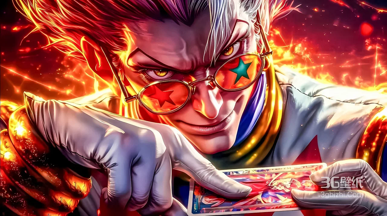 西索·卡牌火焰（全职猎人）写实炫彩风宽屏车机壁纸1