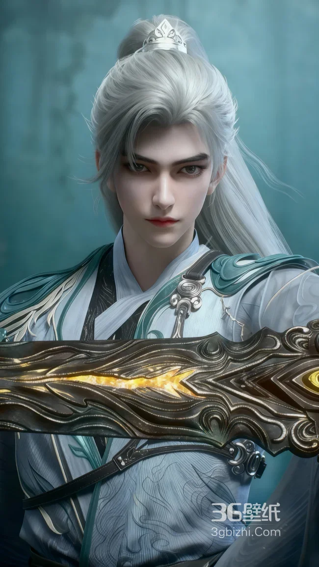 古风银发帅哥石昊·仙侠国风 剑饰流光 古风玄幻壁纸1