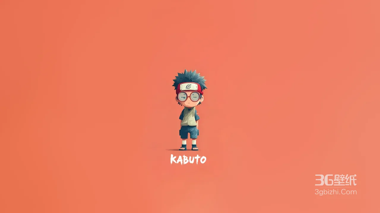 药师兜·Q版萌系·火影忍者 暖橙背景电脑壁纸精选1