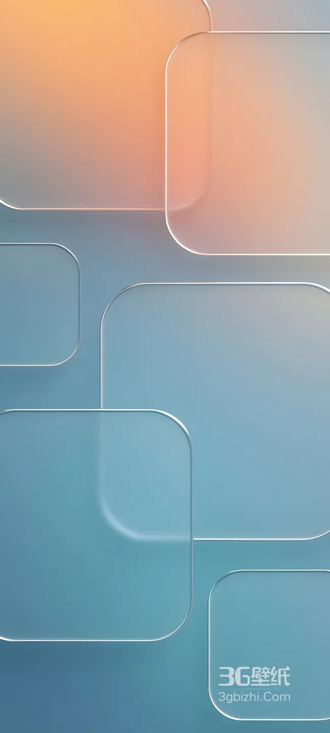 渐变圆角矩形·玻璃拟物风 冷暖撞色手机壁纸1