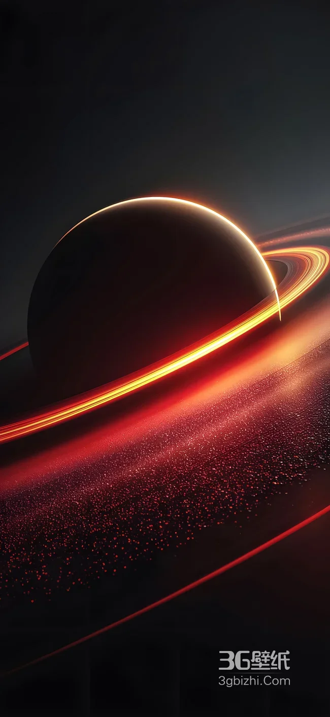 带环行星·暗黑科幻风 炽热光带交织星际壁纸1