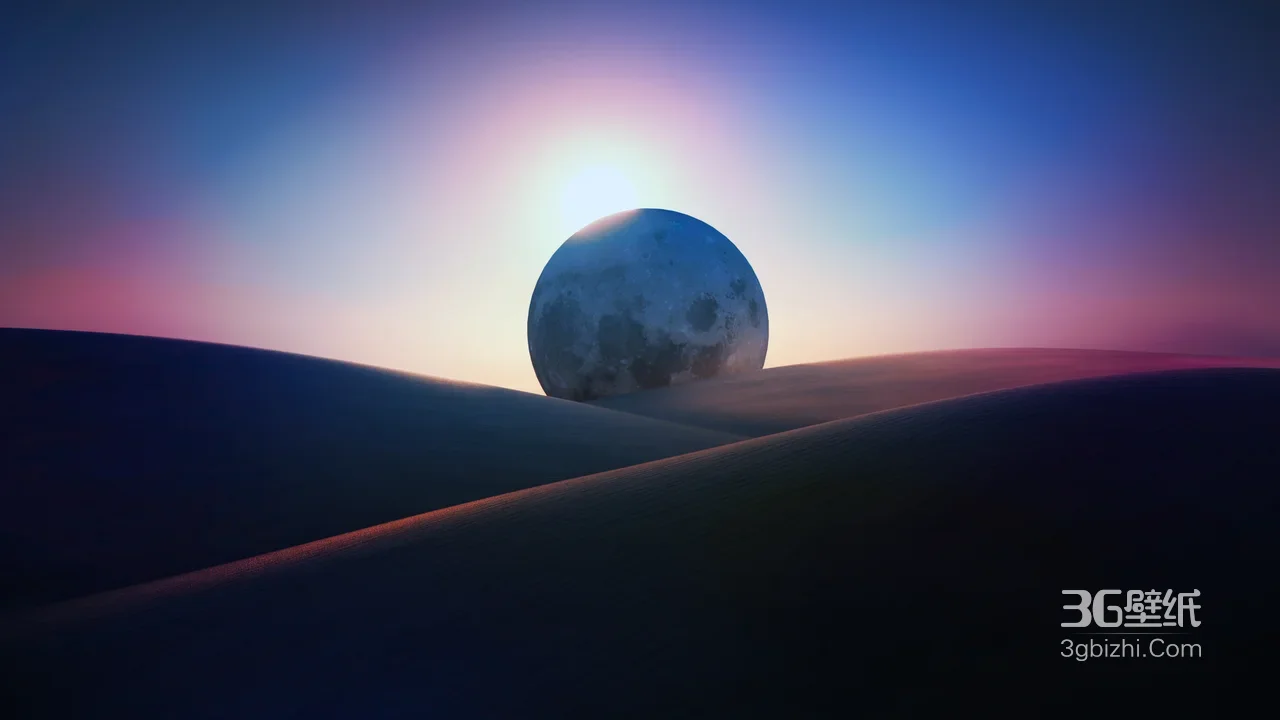 沙漠满月·唯美梦幻超现实宽屏电脑壁纸1
