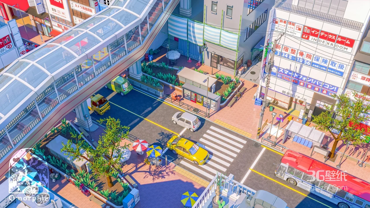 日式城市街景·二次元卡通风·游戏Omoroid电脑壁纸1