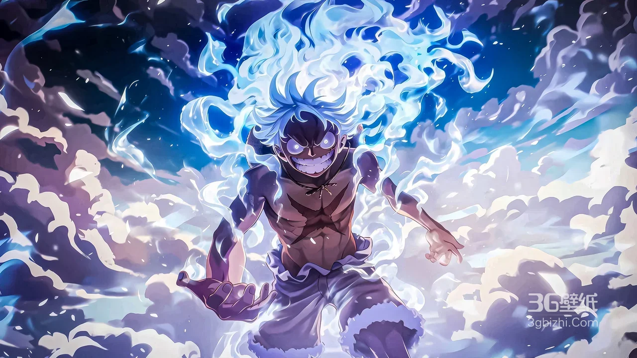 蒙奇·D·路飞·尼卡形态 海贼王奇幻蓝焰热血电脑壁纸1