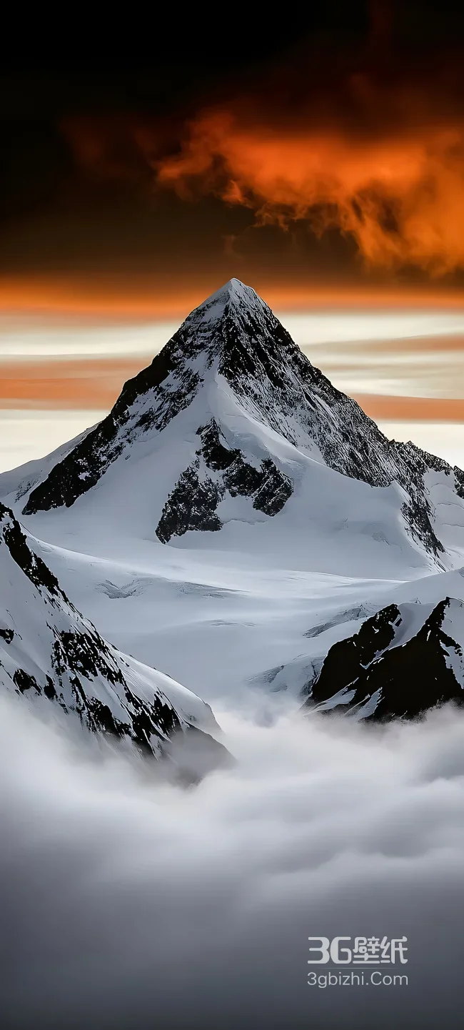 雪覆锥形雪峰·写实唯美冰雪秘境 高质感雪山手机壁纸1
