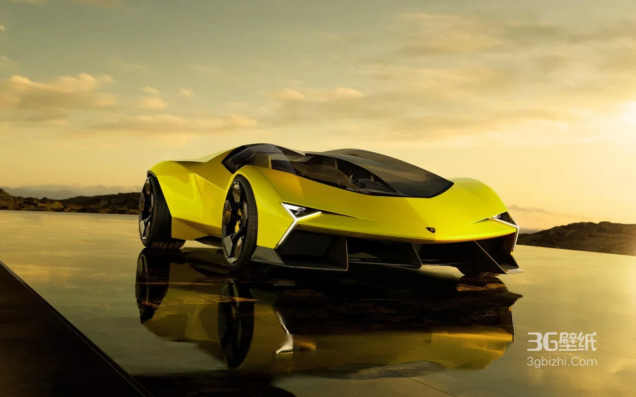 兰博基尼概念跑车·未来科幻风 黄昏镜面宽屏车机壁纸1