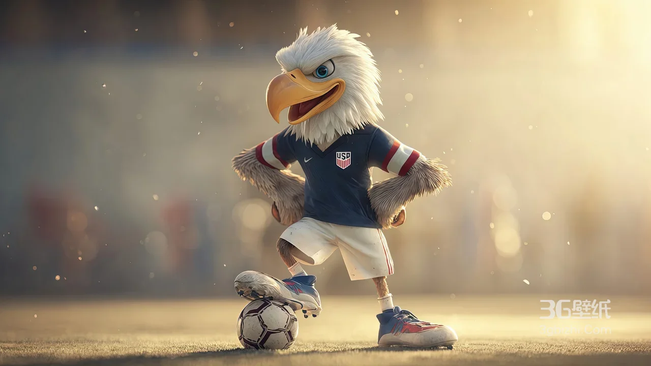 美国队足球吉祥物白头鹰 写实卡通风 体育电脑壁纸1