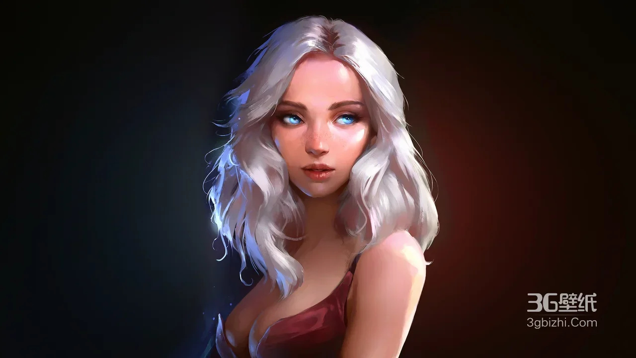 银发蓝眼女子·唯美写实CG风 原画高清电脑壁纸1