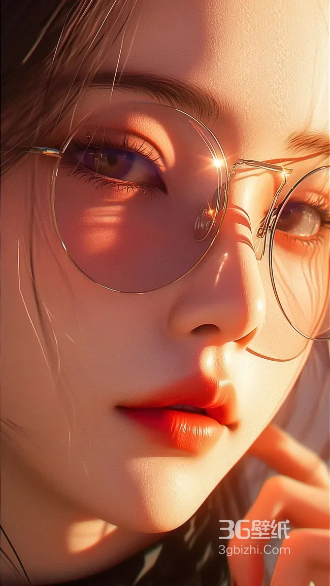 唯美写实戴眼镜少女·原创插画高质感手机壁纸1