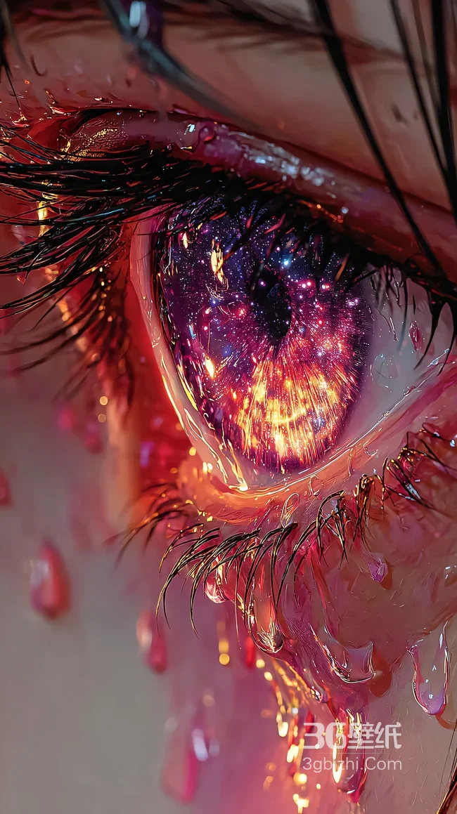 星空眼眸·超现实梦幻二次元 泪滴炫光手机壁纸1