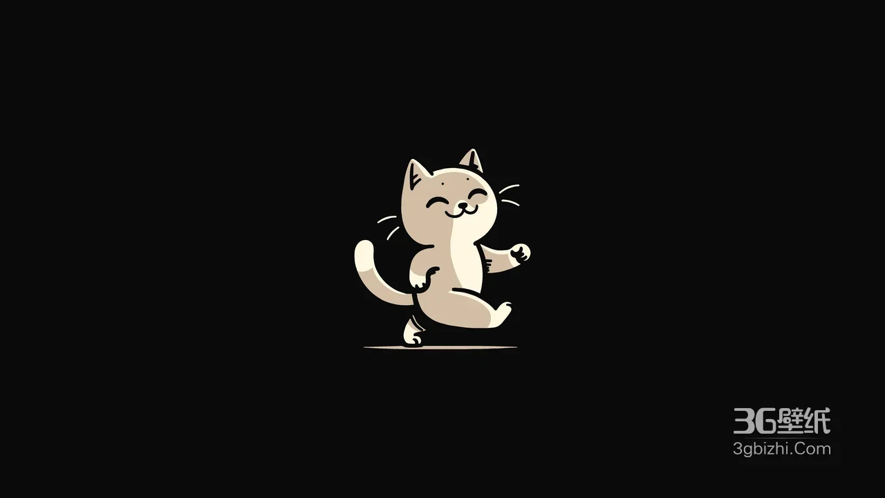 欢快奔跑卡通猫·简约可爱风电脑壁纸推荐1