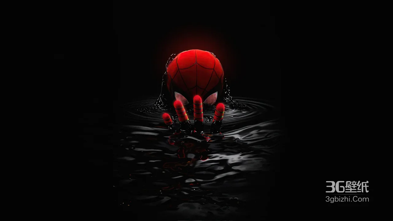 蜘蛛侠·面罩伸手 暗黑风漫威影视电脑壁纸1