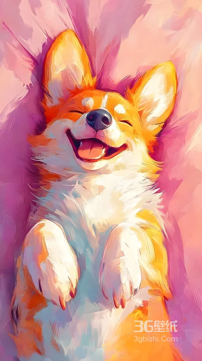 微笑柯基犬·油画风治愈系 暖色调狗狗壁纸优选1