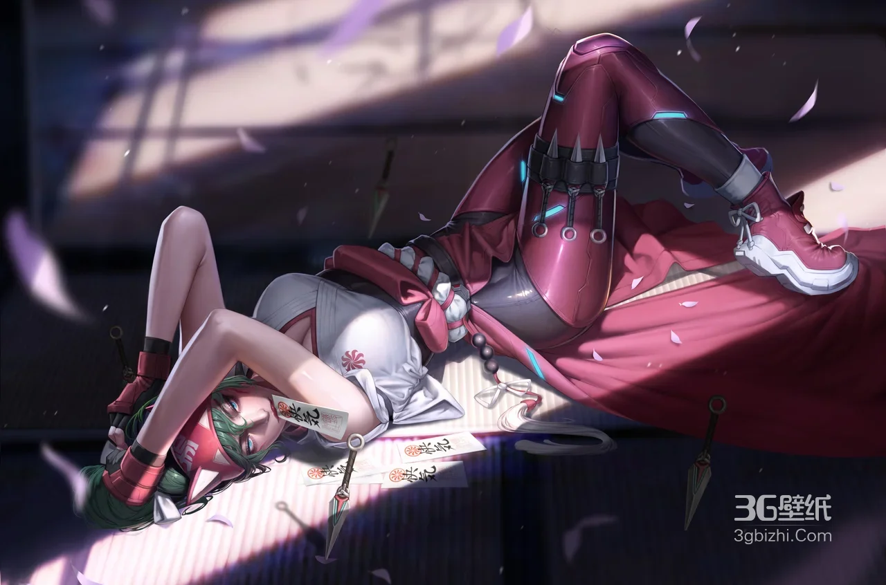 赛博和风女忍·绯红机甲 宽屏车机电脑壁纸1