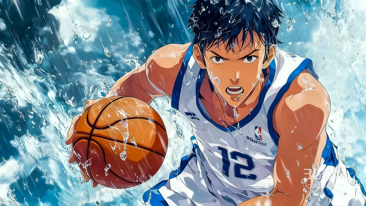 黑子的篮球福田宽雨中运球 日系动漫热血电脑壁纸1