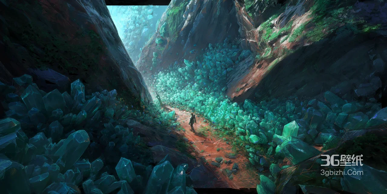 水晶峡谷探险者·奇幻写实风 游戏原画电脑壁纸1