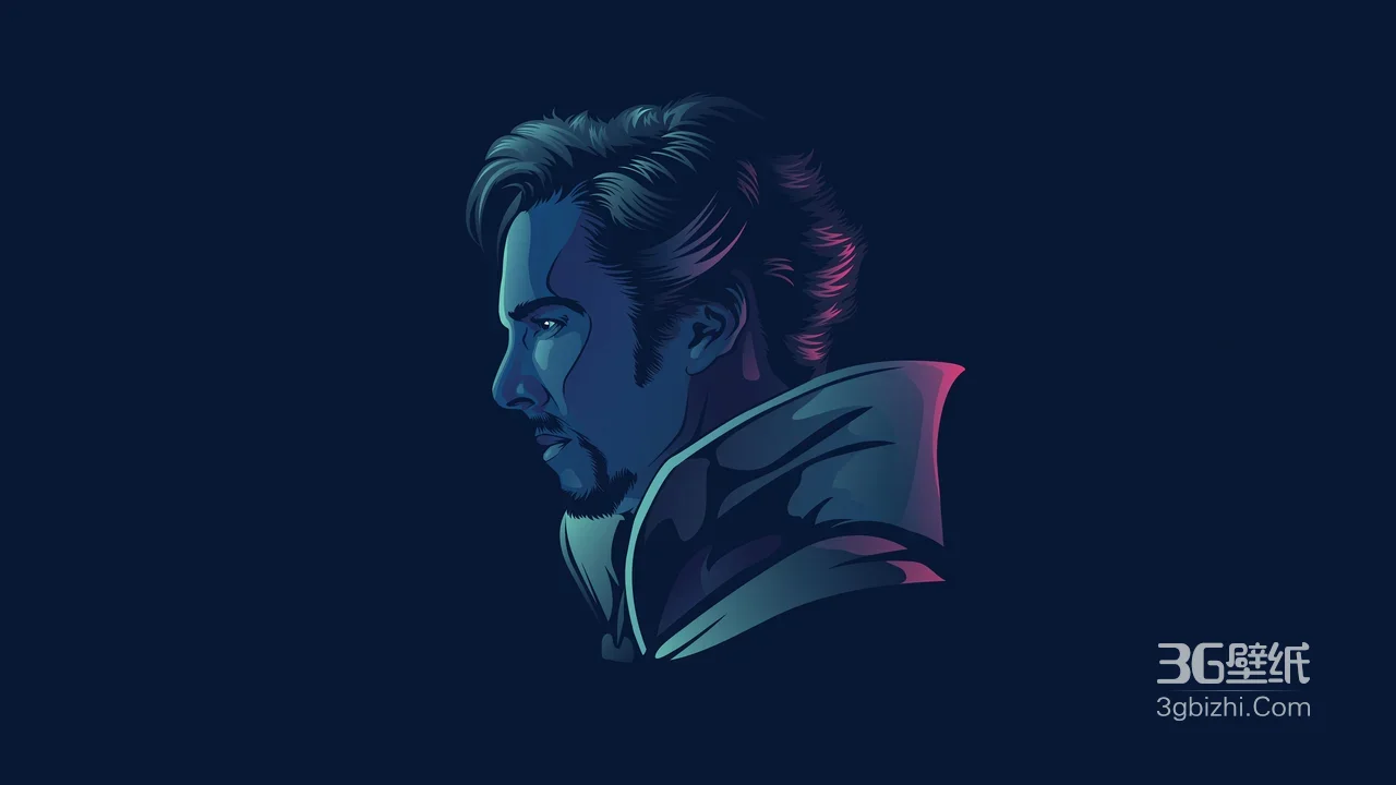 奇异博士·赛博霓虹风 法师侧脸 漫威超英电脑壁纸精选1