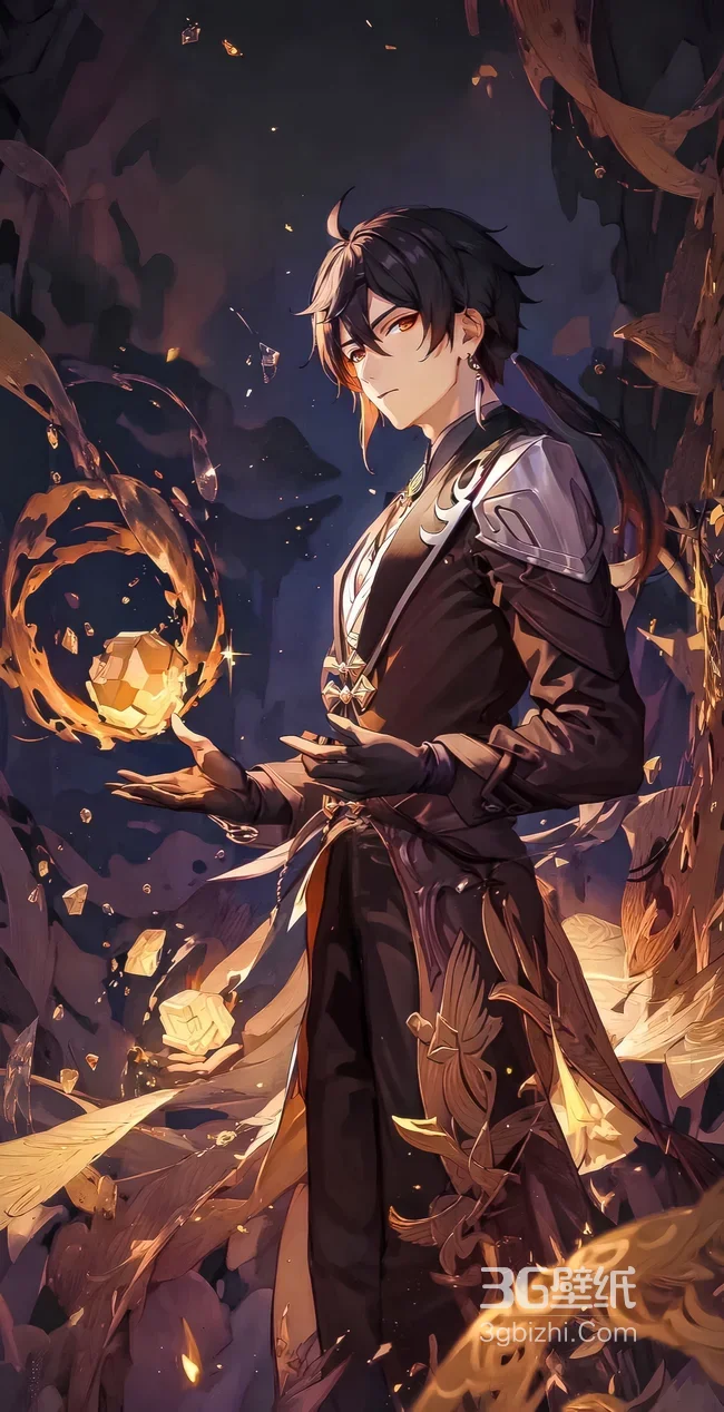 钟离·岩晶凝聚 原神国漫风奇幻壁纸1