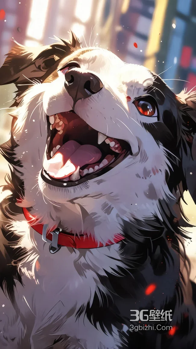 开心笑犬·二次元插画风·治愈系手机壁纸1