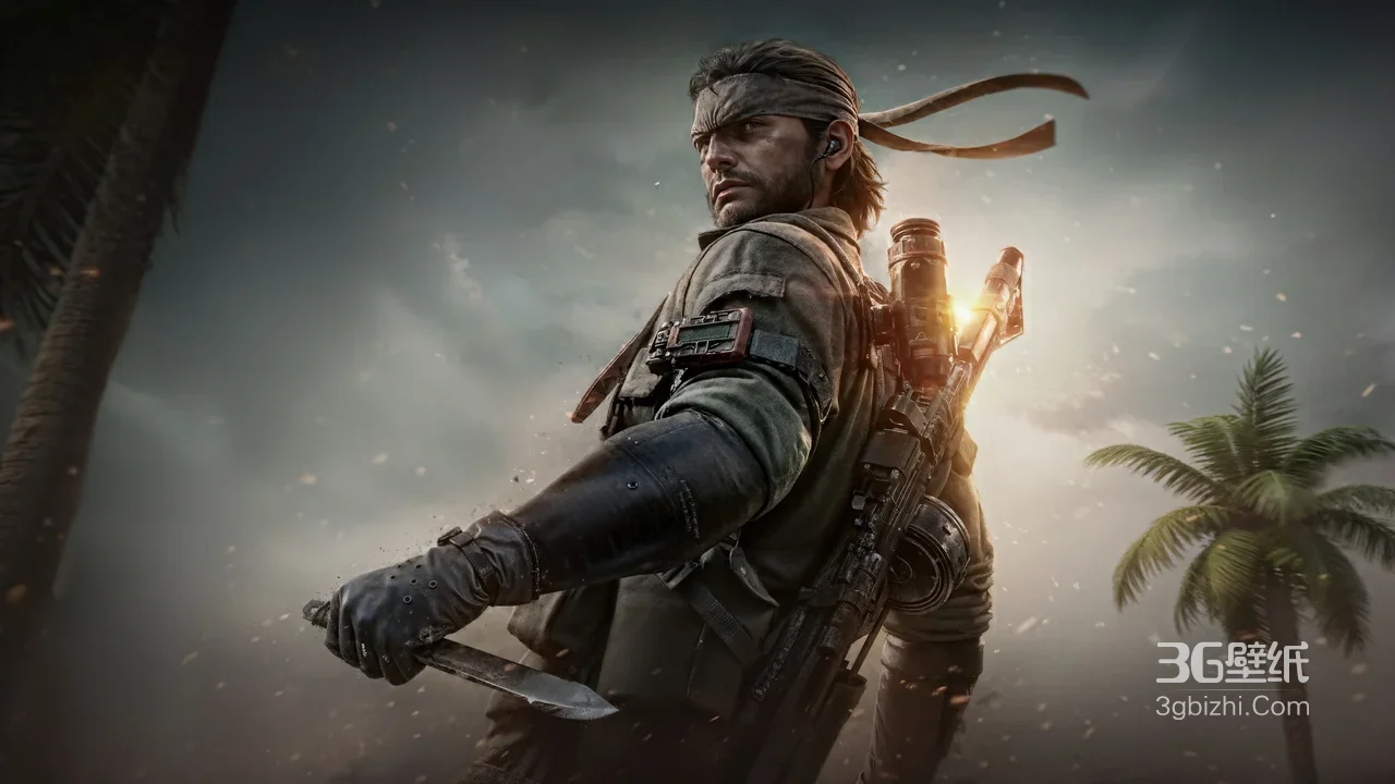 Big Boss·战术装备持刀 写实暗黑风 合金装备游戏 高质感宽屏壁纸1