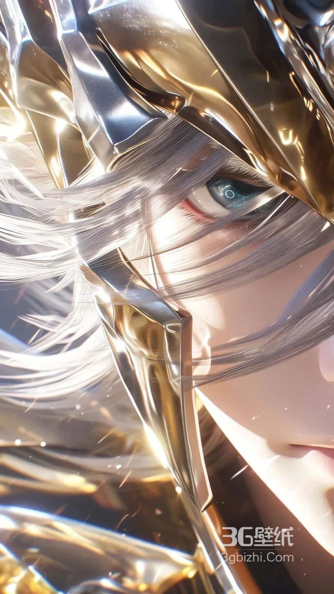 银发战铠美男·锐利蓝眸 写实光影风 超燃热血手机壁纸1