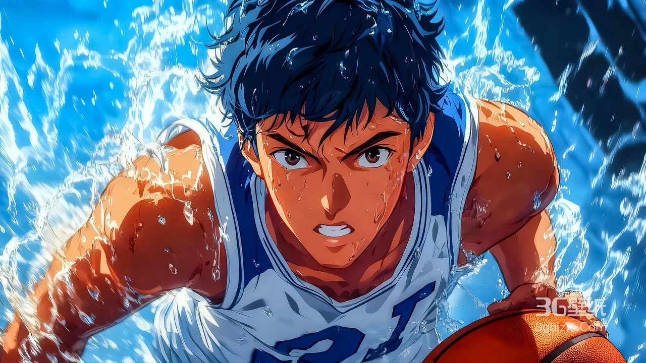 篮球少年水花持球热血动漫风电脑壁纸1